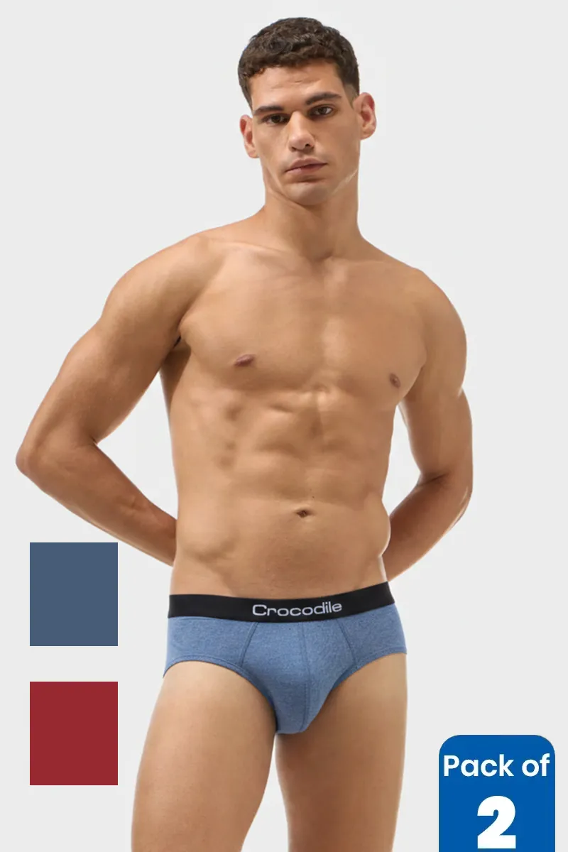Men's Comfort Fit Cotton Solid Briefs – Pack of 2
