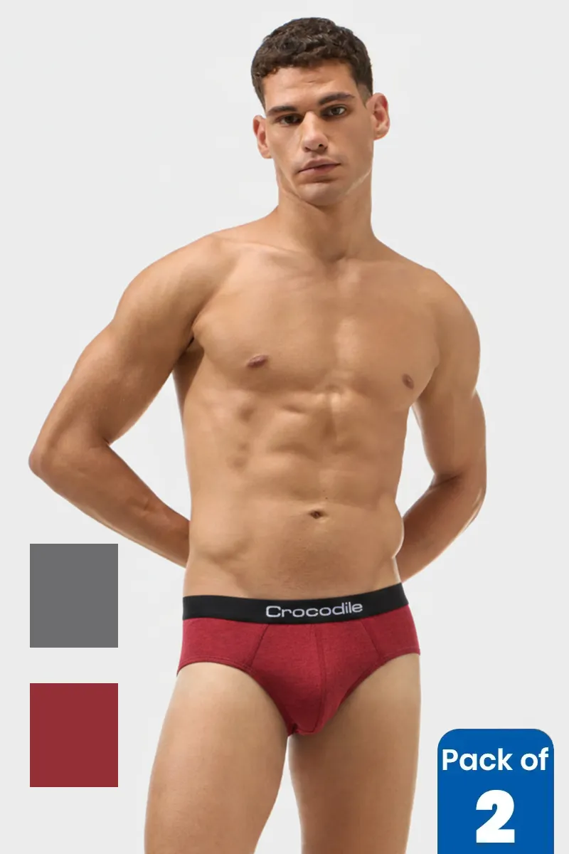 Men's Comfort Fit Cotton Solid Briefs – Pack of 2 CLMBR019MULL