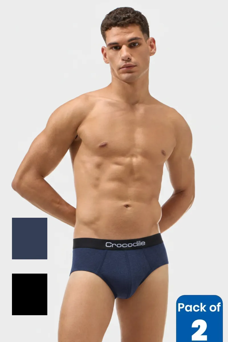 Men's Comfort Fit Cotton Solid Briefs – Pack of 2 CLMBR020MULL