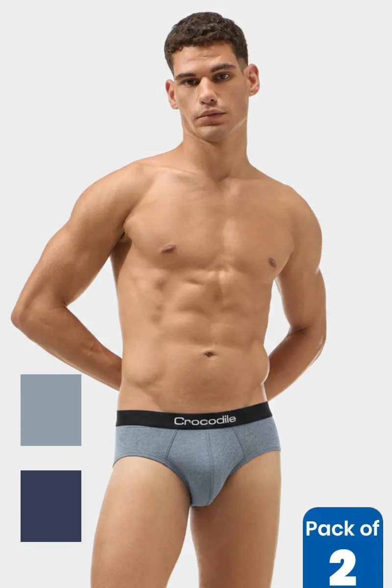 Men's Comfort Fit Cotton Solid Briefs – Pack of 2