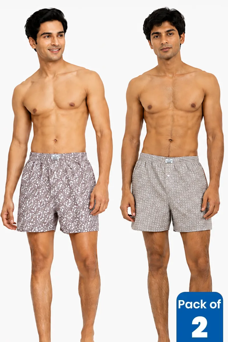 Cotton Printed Regular Fit Boxers (Assorted design) - Pack of 2