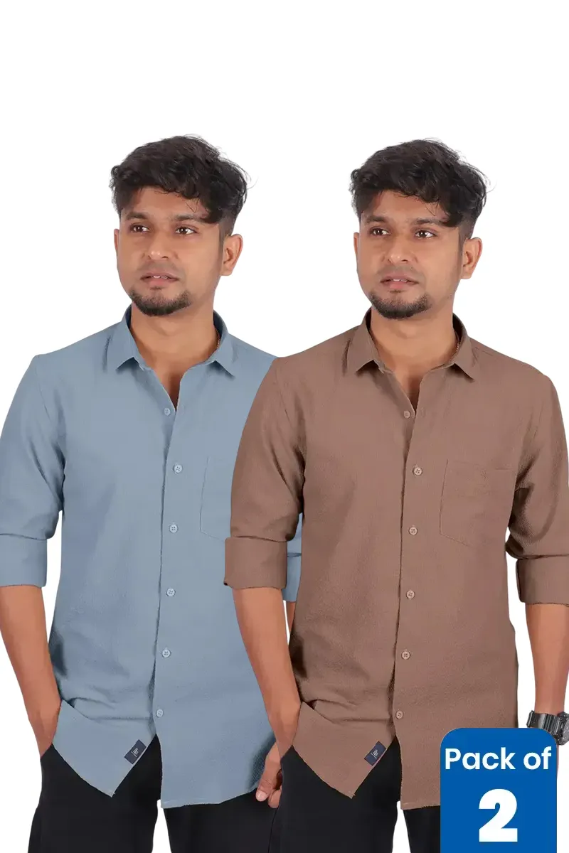 Men's Self Designed Casual Shirt - Pack of 2