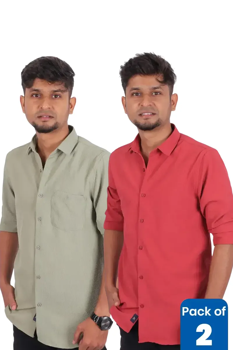 Men's Self Designed Casual Shirt - Pack of 2