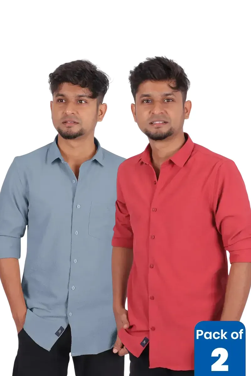 Men's Self Designed Casual Shirt - Pack of 2 CLMCB016MULM