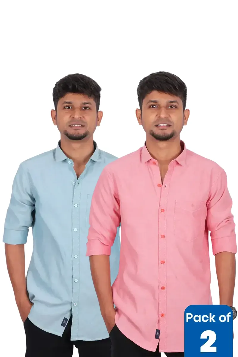 Men's Cotton Solid Casual Shirt - Pack of 2 CLMCB018MULM