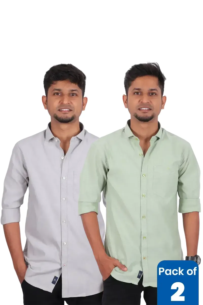 Men's Cotton Solid Casual Shirt - Pack of 2 CLMCB019MULXL