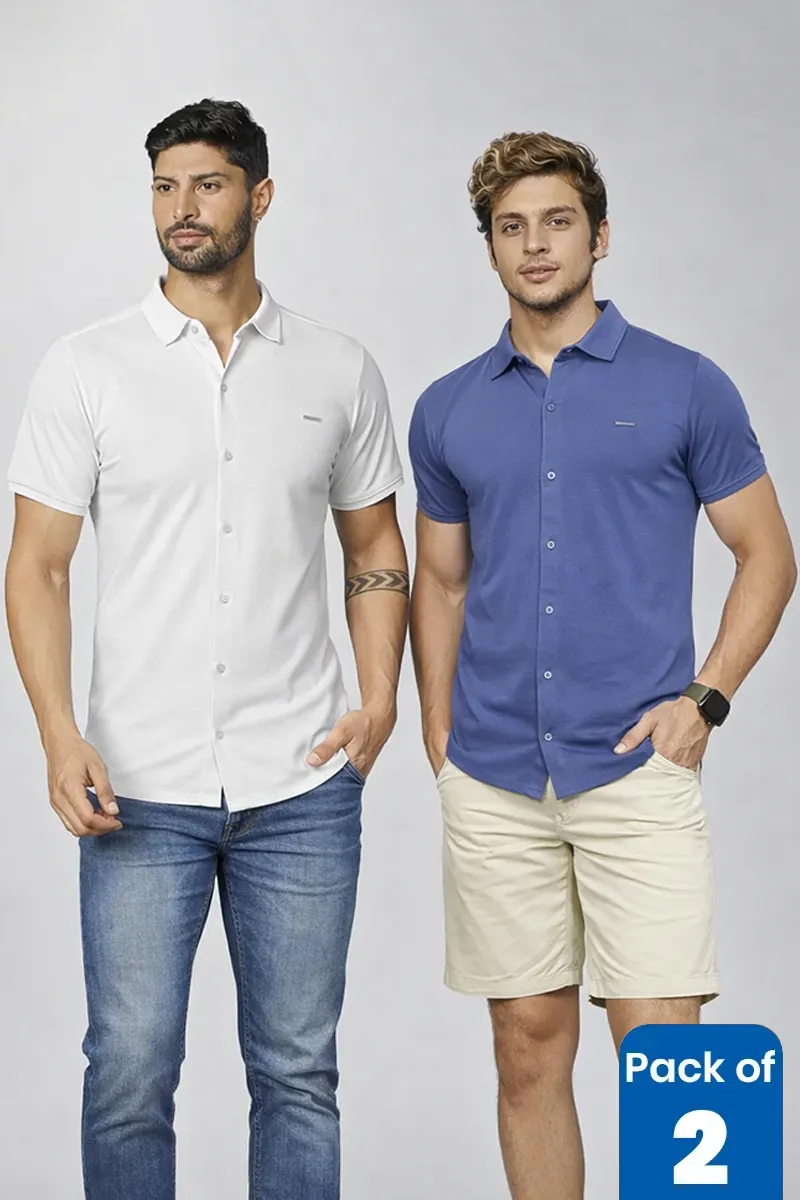 Men's Self Designed Casual Shirt - Pack of 2