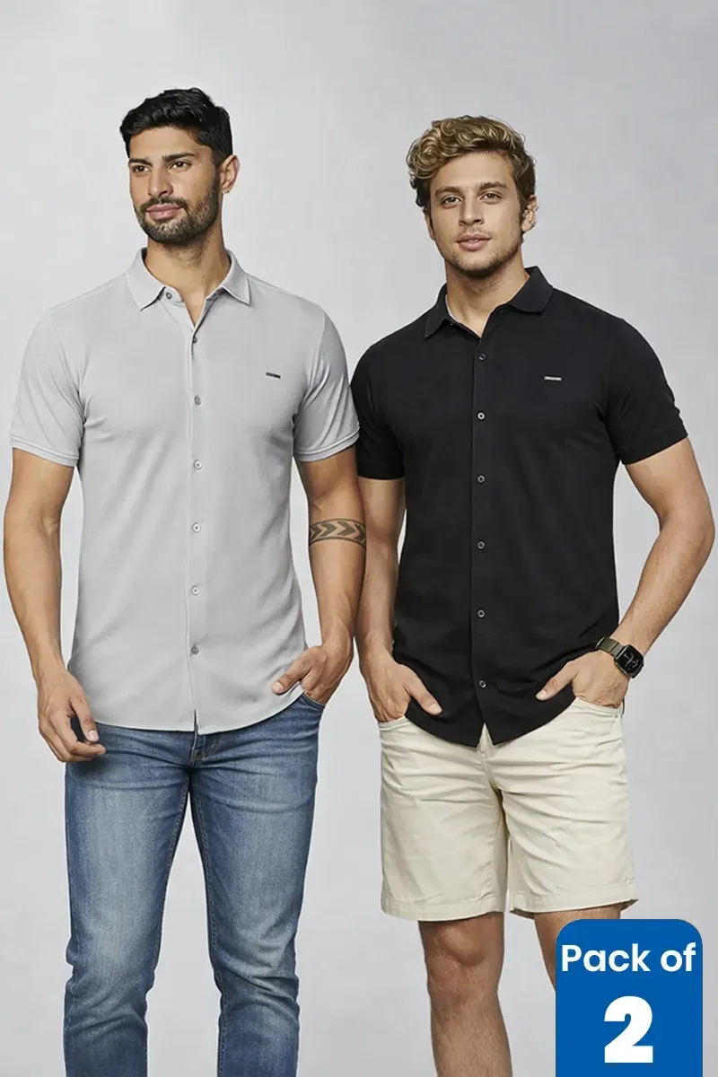 Men's Self Designed Casual Shirt - Pack of 2