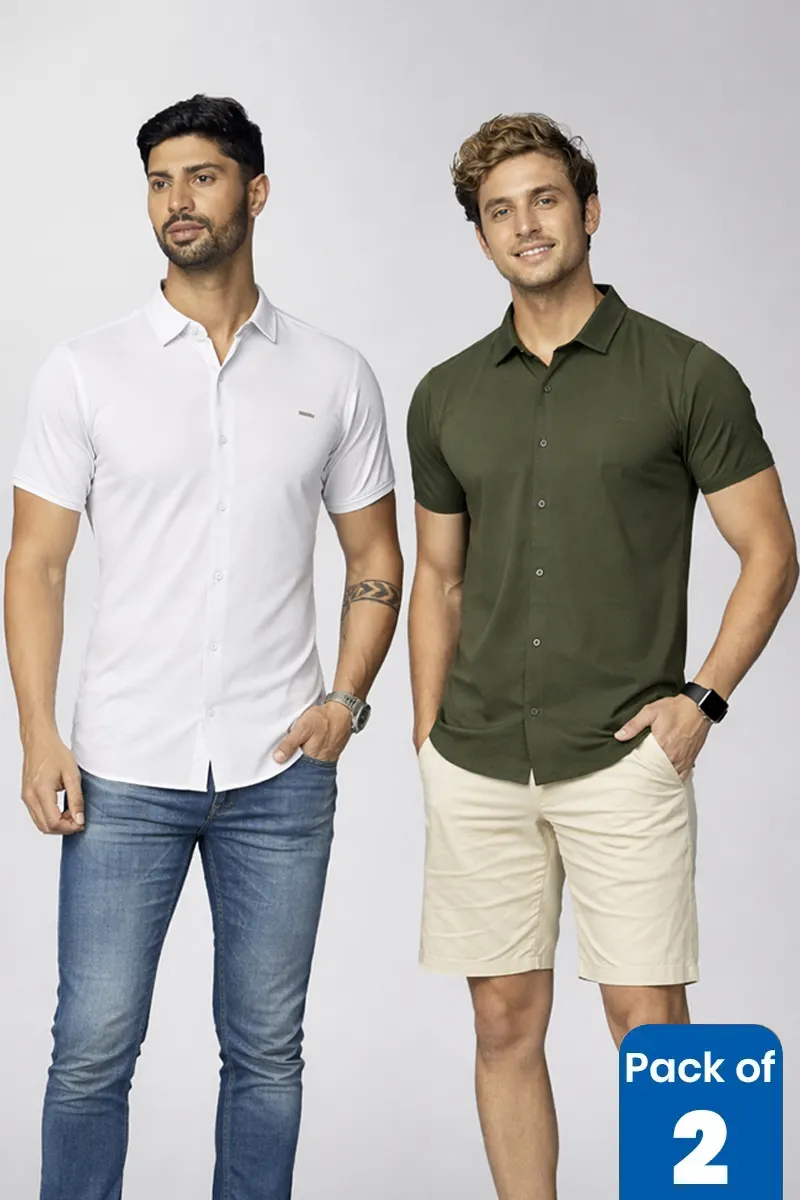 Men's Self Designed Casual Shirt - Pack of 2