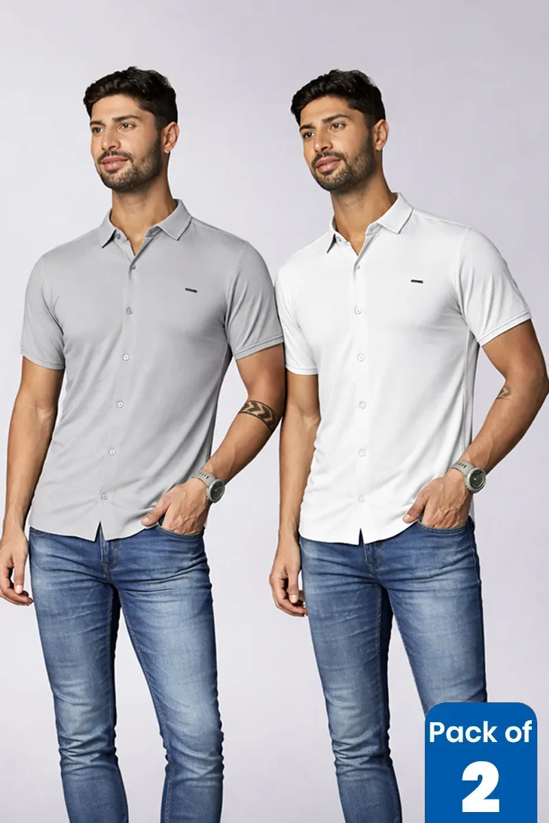 Men's Self Designed Casual Shirt - Pack of 2