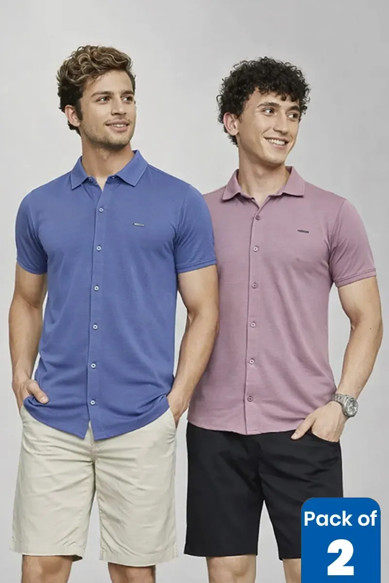 Men's Self Designed Casual Shirt - Pack of 2