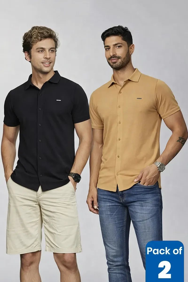 Men's Self Designed Casual Shirt - Pack of 2