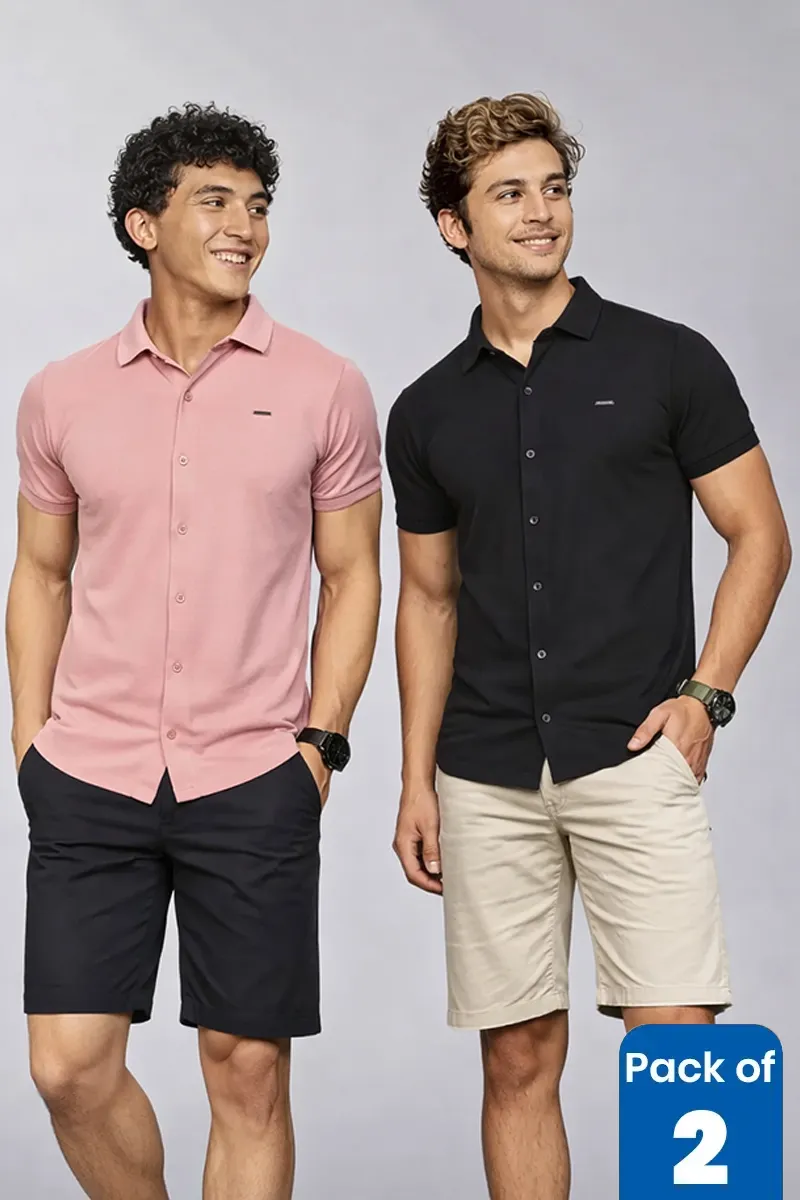 Men's Self Designed Casual Shirt - Pack of 2