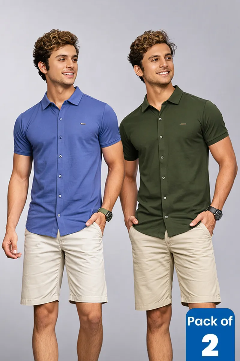 Men's Self Designed Casual Shirt - Pack of 2