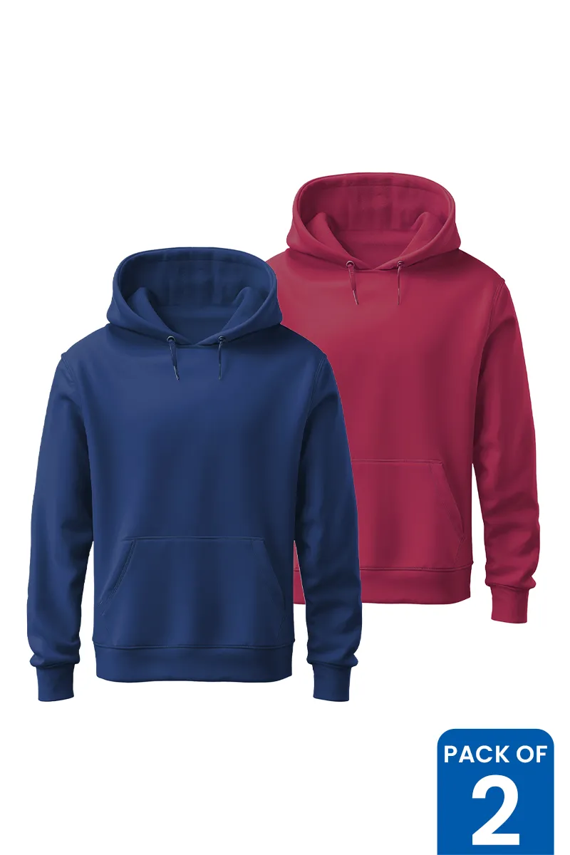 Cotton Solid Hoodie for Men - Pack of 2