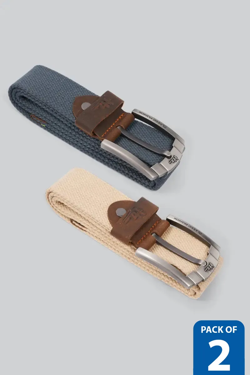 Men's Pack of 2 - Textured Canvas Belts CLMCB051MULONESI