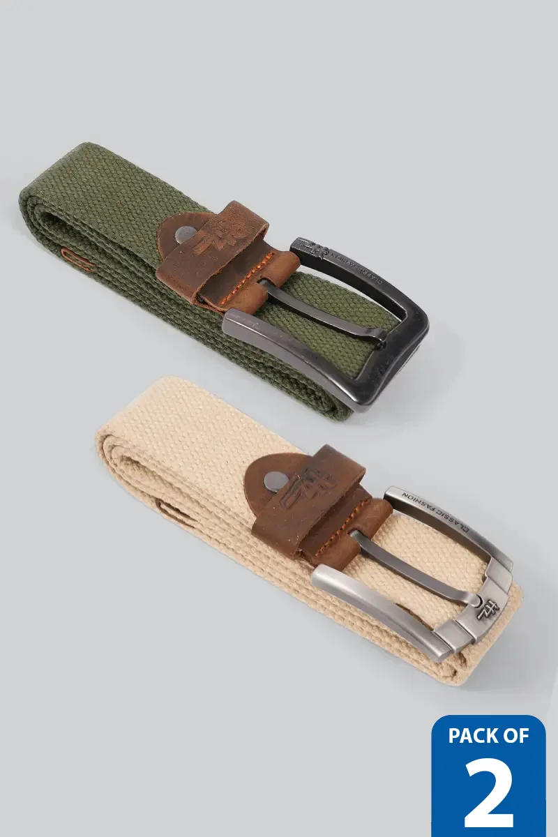 Men's Pack of 2 - Textured Canvas Belts CLMCB054MULONESI