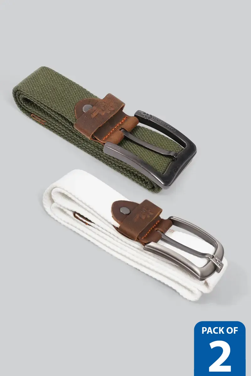 Men's Pack of 2 - Textured Canvas Belts