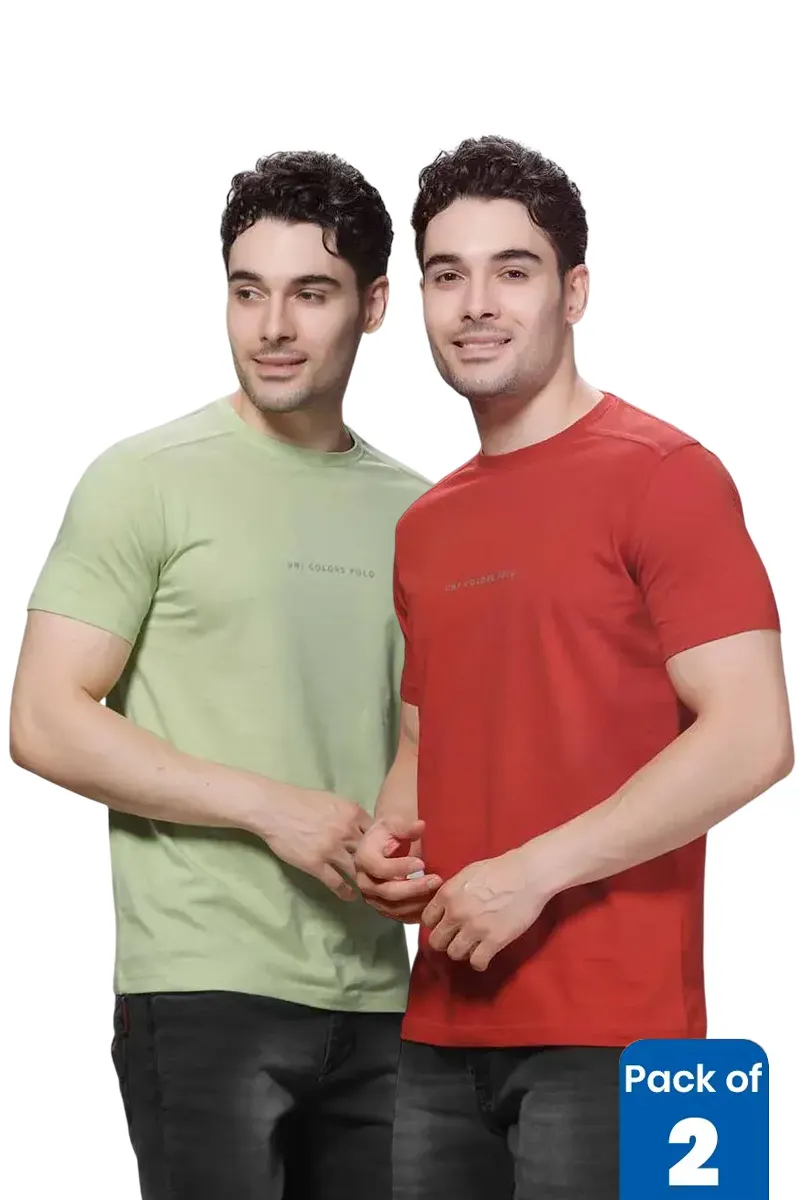 Men's Cotton Slim Fit T-shirt - Pack of 2 CLMCB067MULL