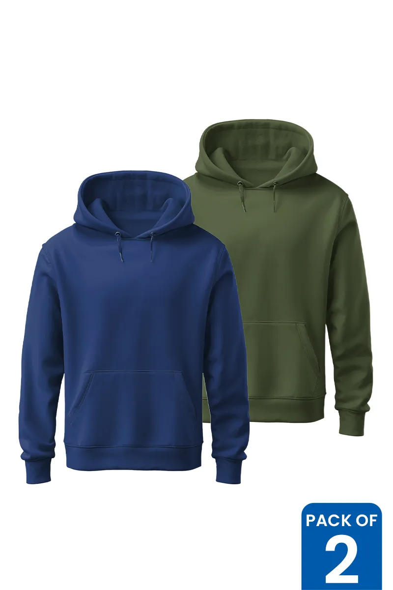 Cotton Solid Hoodie for Men - Pack of 2