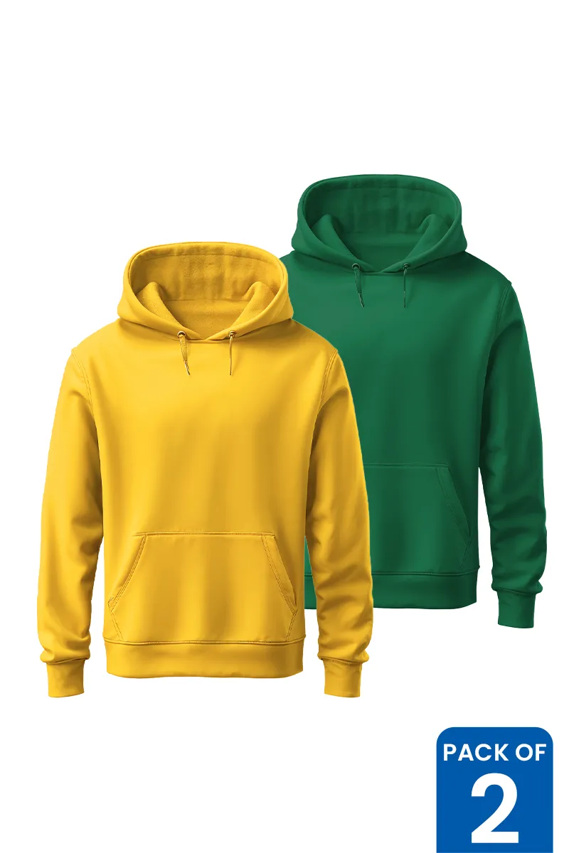 Cotton Solid Hoodie for Men - Pack of 2