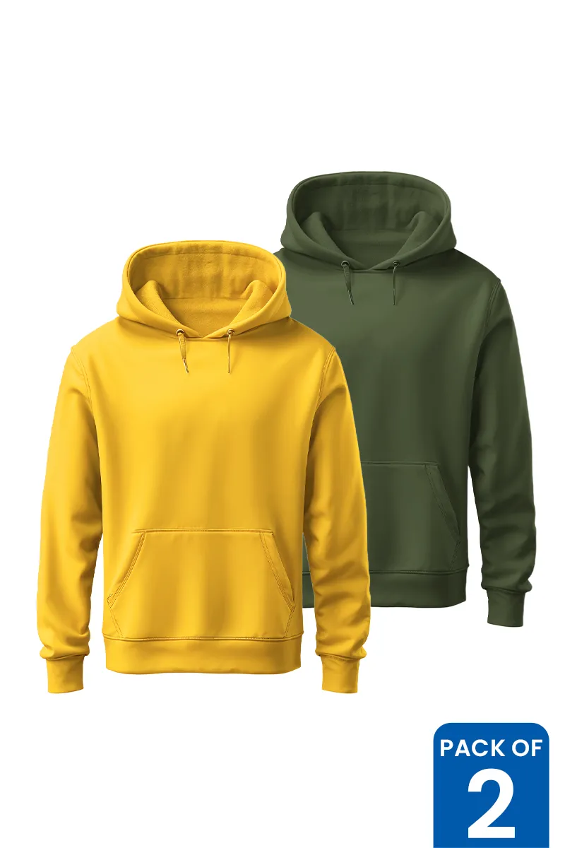 Cotton Solid Hoodie for Men - Pack of 2