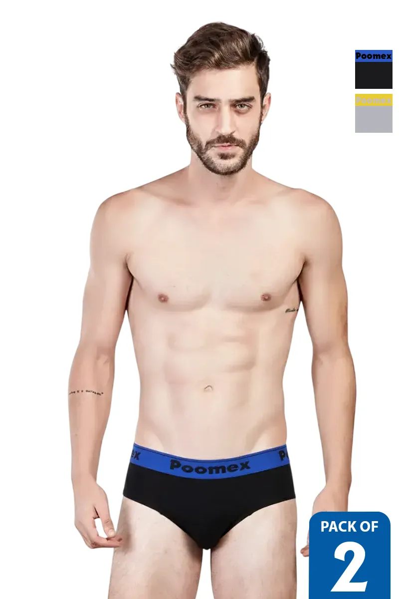 Men's Cotton Solid Elegant Briefs - Pack of 2