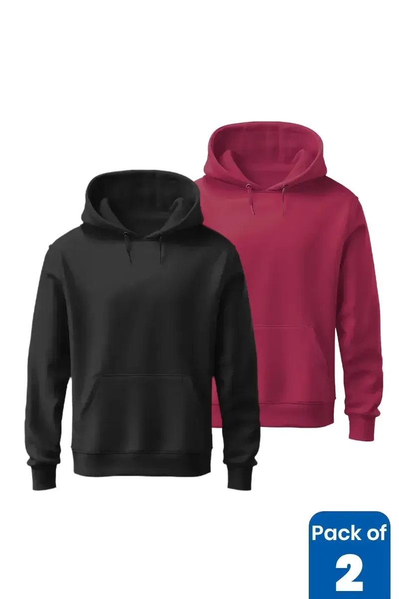 Cotton Solid Hoodie for Men - Pack of 2