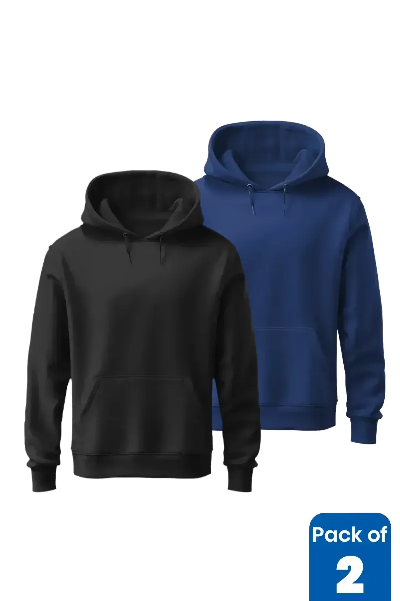 Cotton Solid Hoodie for Men - Pack of 2