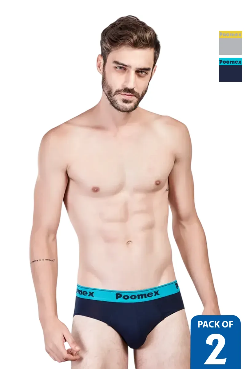 Men's Cotton Solid Elegant Briefs - Pack of 2