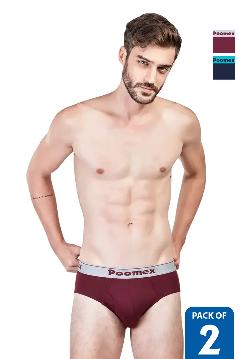 Men's Cotton Solid Elegant Briefs - Pack of 2