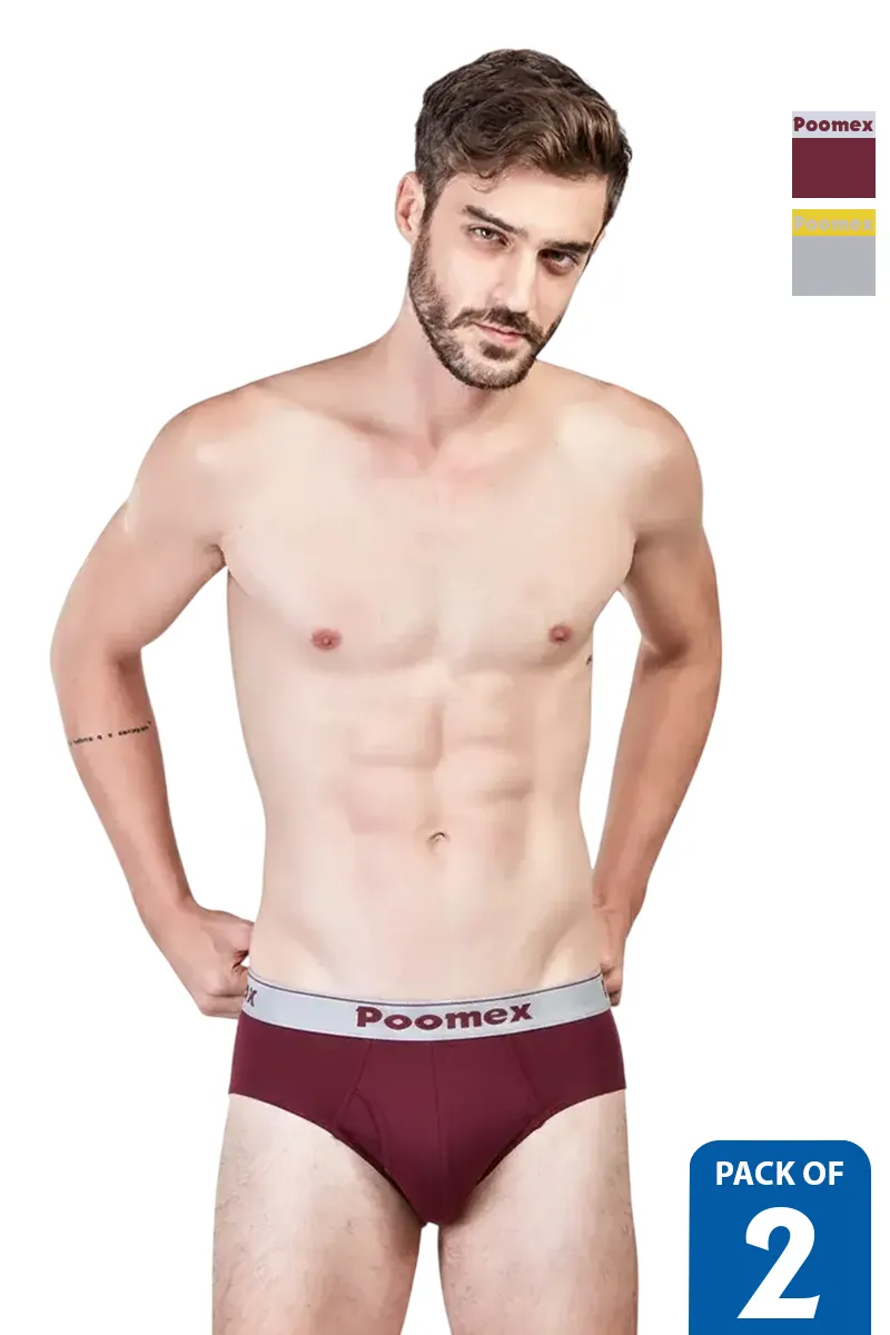 Men's Cotton Solid Elegant Briefs - Pack of 2