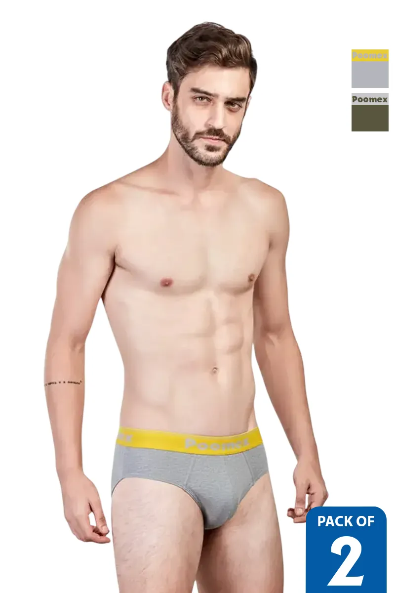 Men's Cotton Solid Elegant Briefs - Pack of 2
