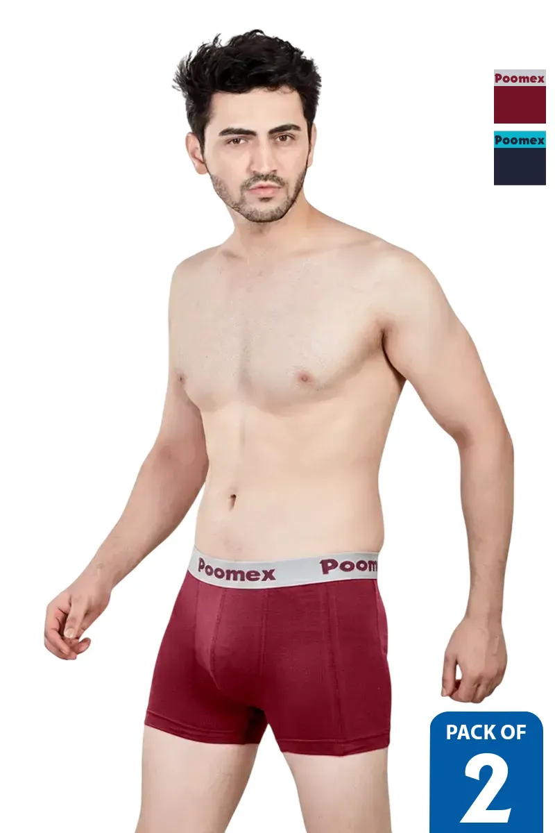 Men's Cotton Solid Elegant Trunks - Pack of 2