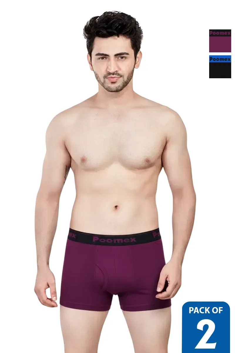 Men's Cotton Solid Elegant Trunks - Pack of 2