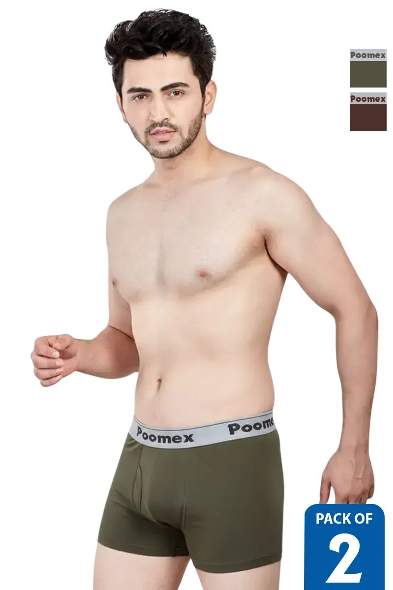 Men's Cotton Solid Elegant Trunks - Pack of 2