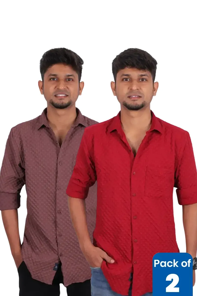 Popcorn Textured Casual Shirt for Men - Pack of 2