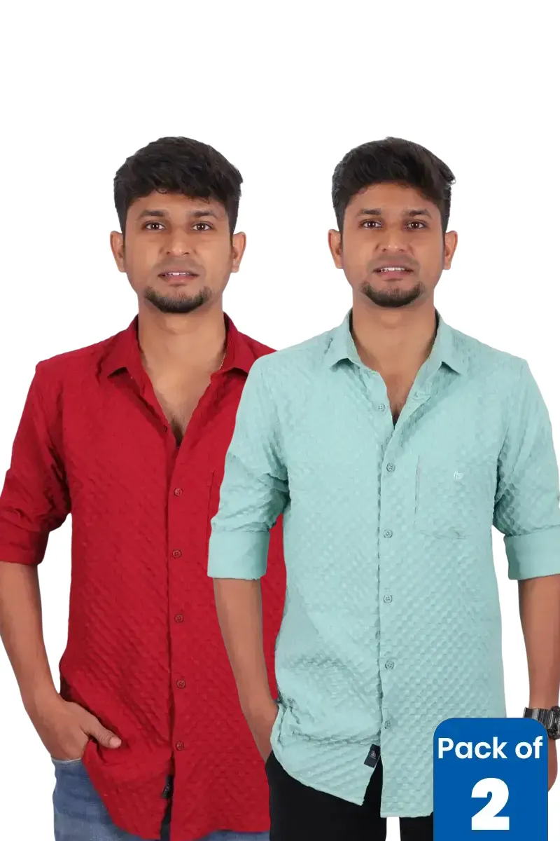 Popcorn Textured Casual Shirt for Men - Pack of 2