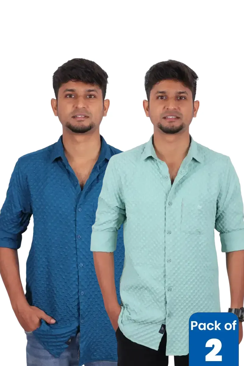 Popcorn Textured Casual Shirt for Men - Pack of 2