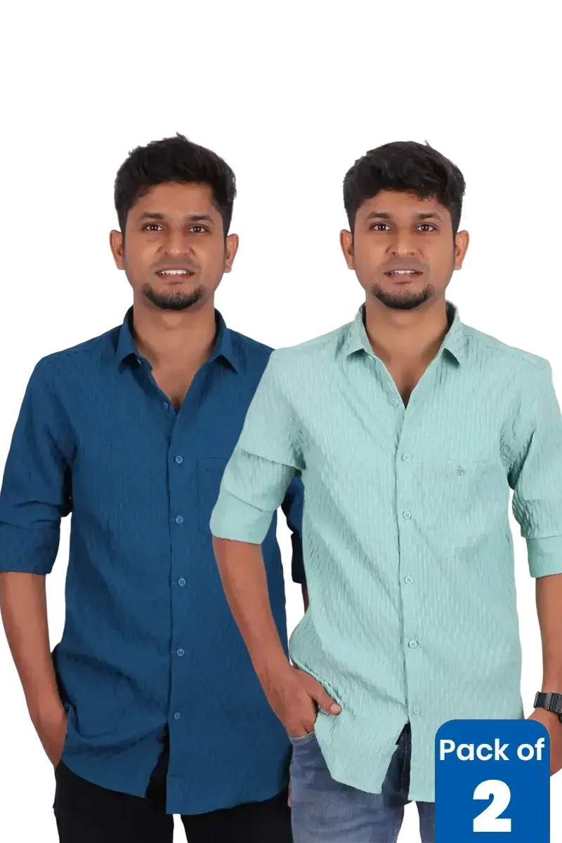 Men's Popcorn Textured Casual Shirt - Pack of 2