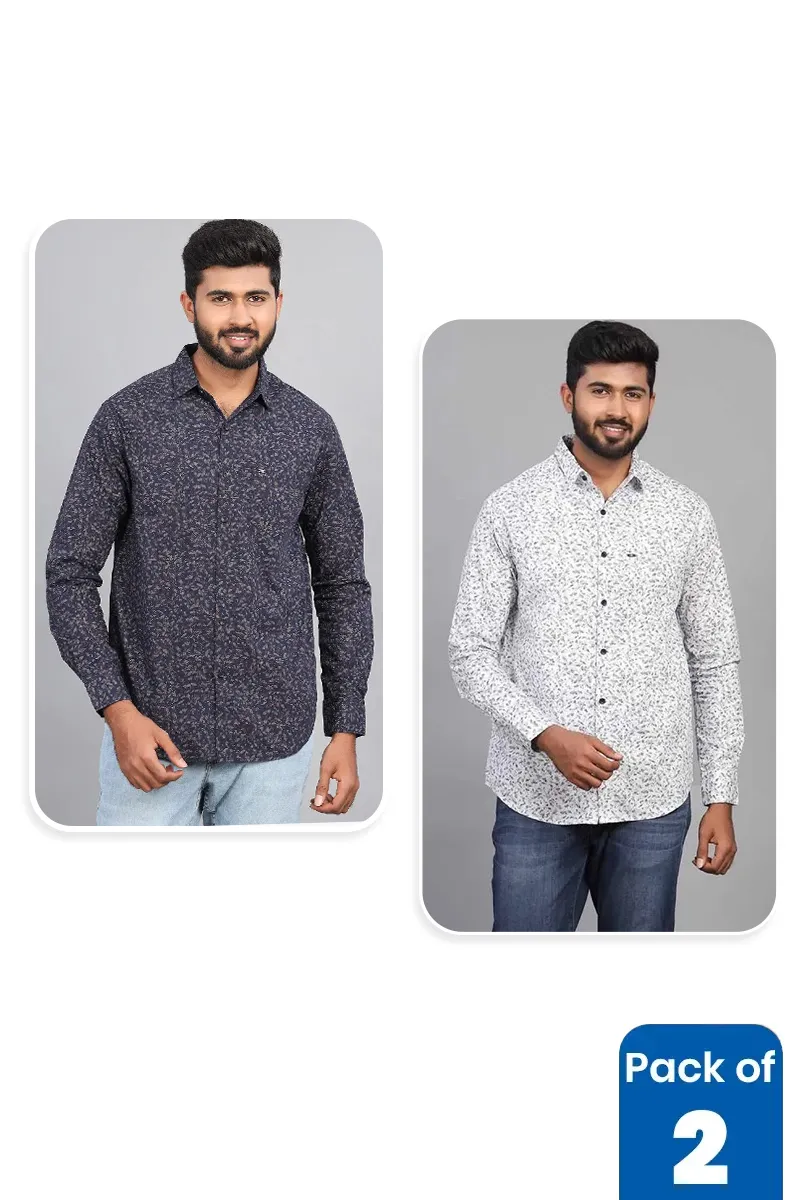 Cotton Solid Slim Fit Shirt for Men - Pack of 2