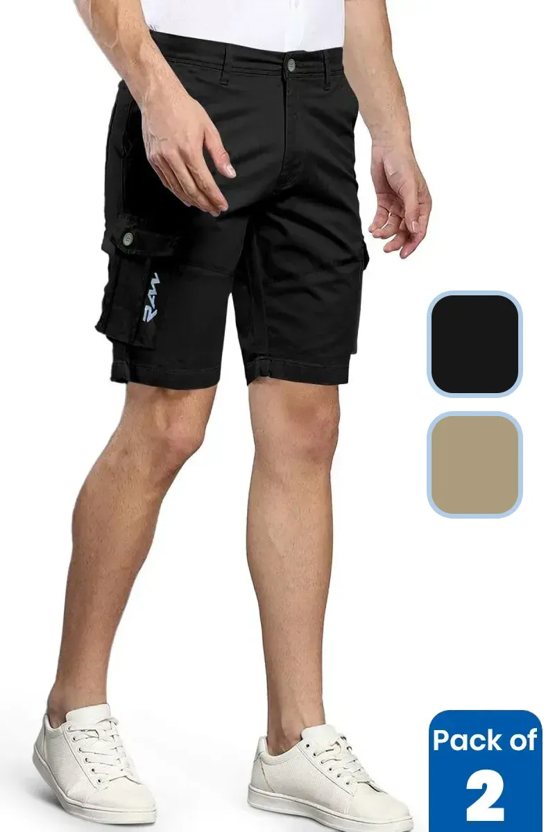 Men's Cotton Cargo Shorts - Pack of 2