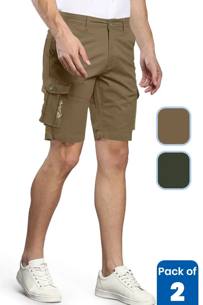 Men's Cotton Cargo Shorts - Pack of 2