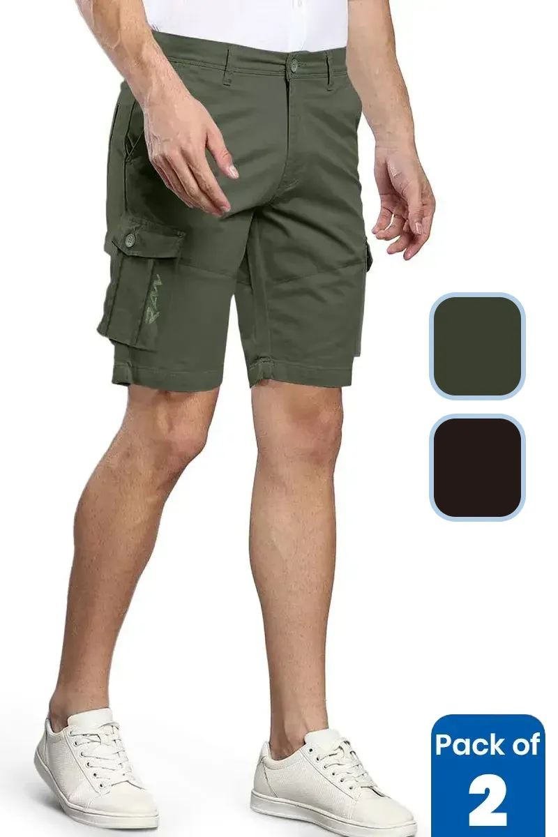Men's Cotton Cargo Shorts - Pack of 2