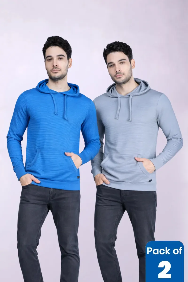Men's Textured Self Designed Hoodies - Pack of 2 CLMCB246MUL44