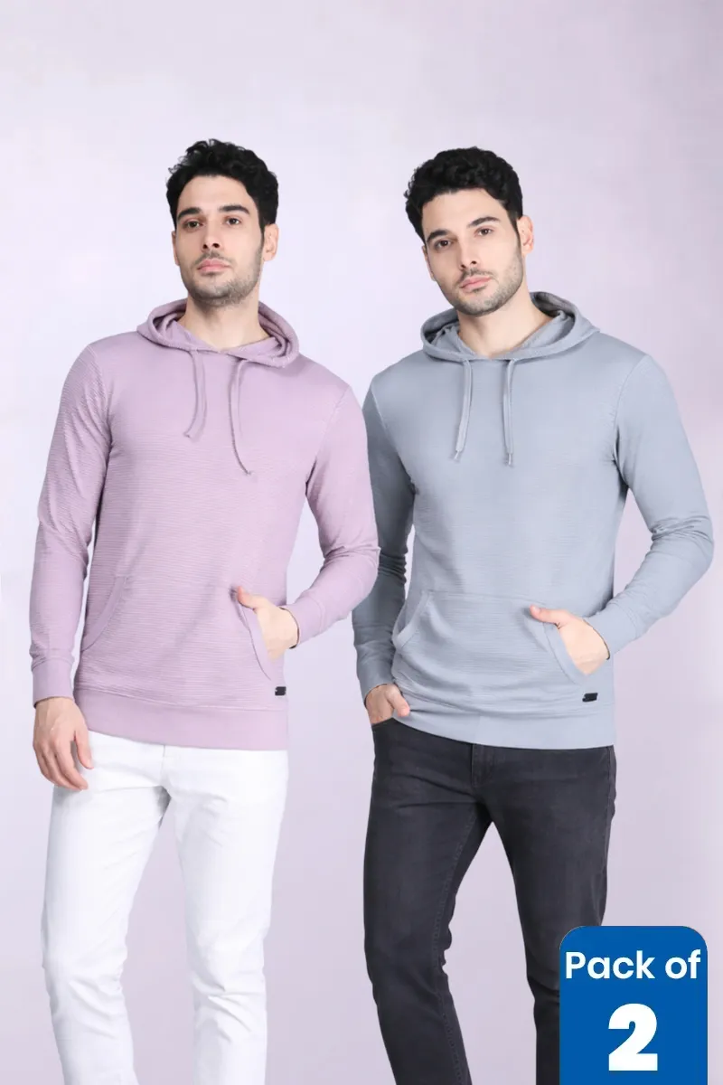Men's Textured Self Designed Hoodies - Pack of 2 CLMCB248MUL44