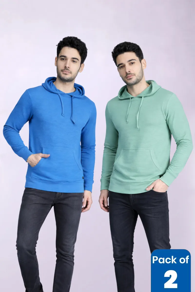 Men's Textured Self Designed Hoodies - Pack of 2