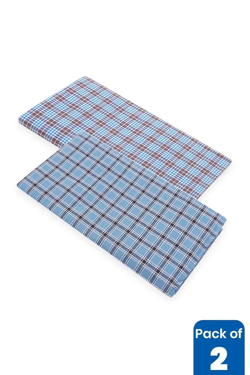 Men's Cotton Checkered Unstitched Lungi - 2.10 MTR (Pack of 2)