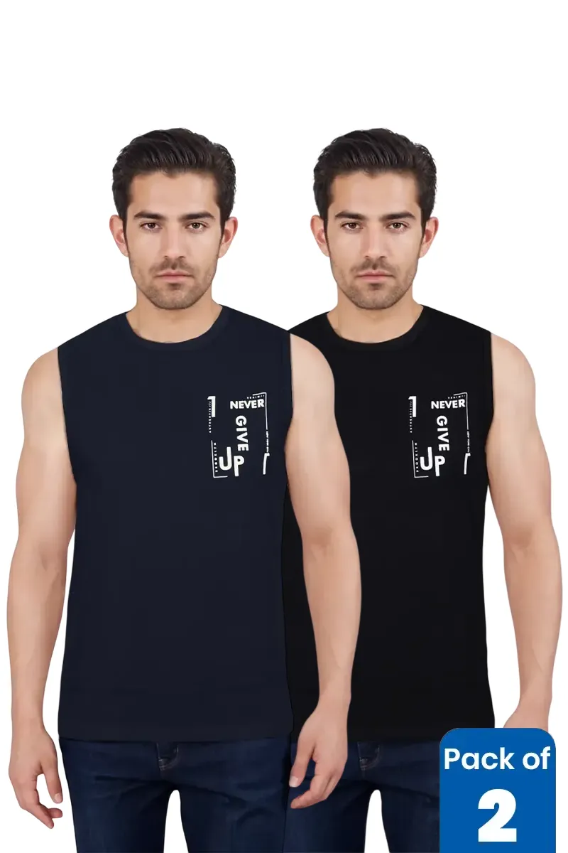 Men's Cotton Printed Tank Top - Pack of 2