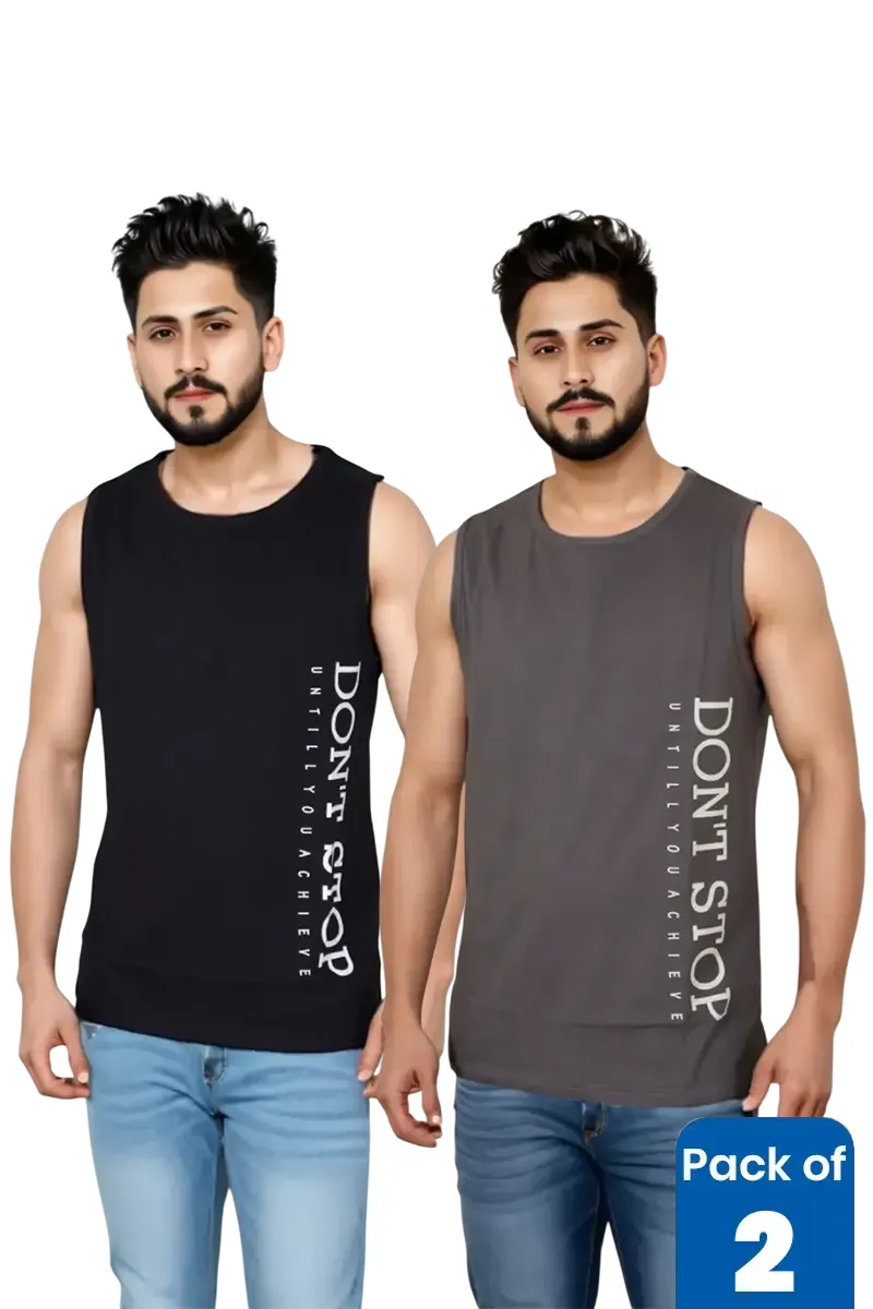 Men's Round Neck Sleeveless T-shirt - Pack of 2